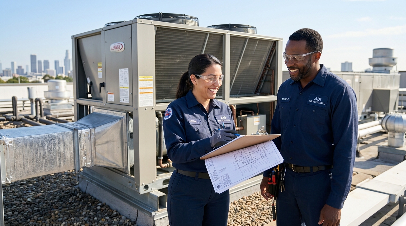 Professional HVAC technicians team